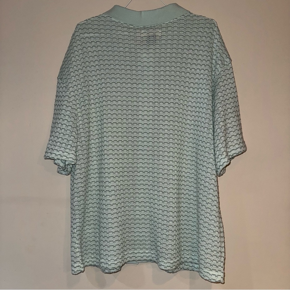 Light Blue Textured Button-Up Shirt - Picture 3 of 3